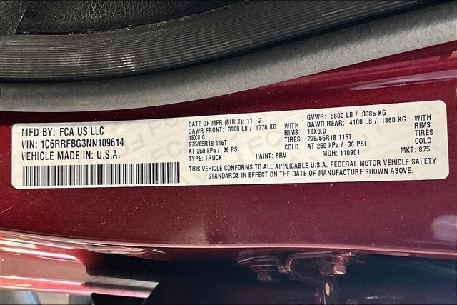 2022 RAM 1500 Big Horn Quad Cab 4x4 6'4" Box