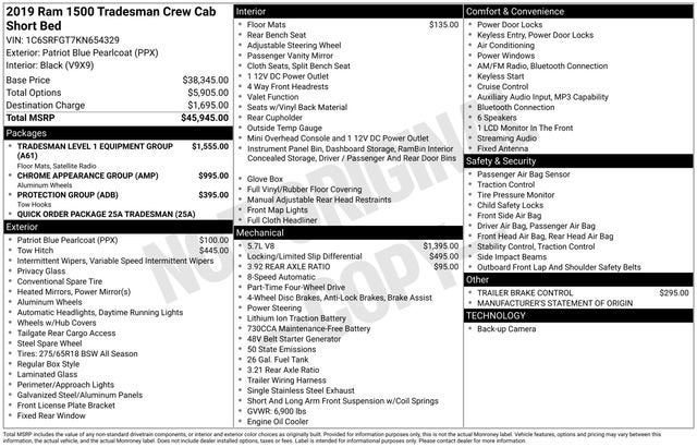 2019 RAM 1500 Tradesman Crew Cab 4x4 5'7" Box