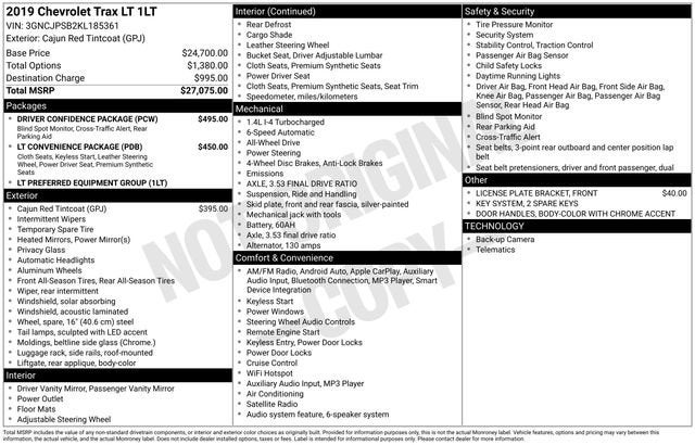 Used 2019 Chevrolet Trax LT with VIN 3GNCJPSB2KL185361 for sale in Houghton, MI