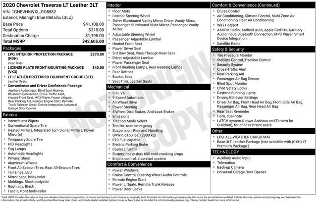 2020 Chevrolet Traverse LT Leather