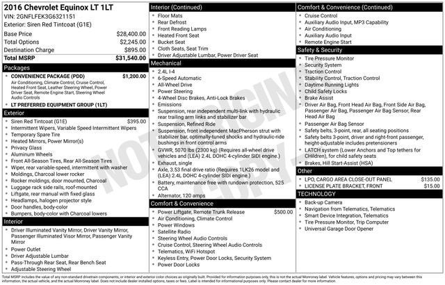 Used 2016 Chevrolet Equinox LT with VIN 2GNFLFEK3G6321151 for sale in Houghton, MI