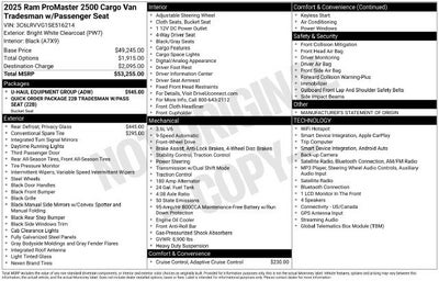 2025 RAM ProMaster Cargo Van Tradesman
