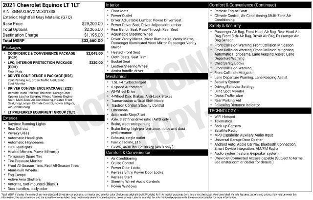 Used 2021 Chevrolet Equinox LT with VIN 3GNAXUEVXML301838 for sale in Houghton, MI