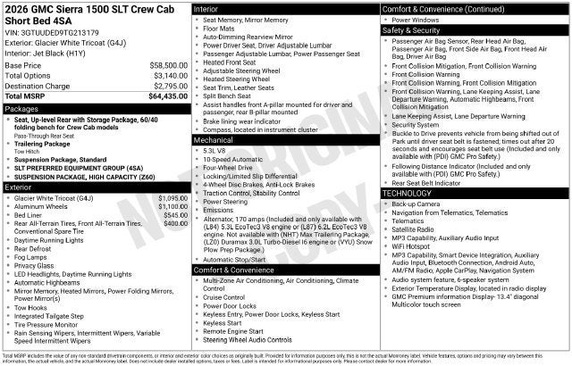 2026 GMC Sierra 1500 SLT