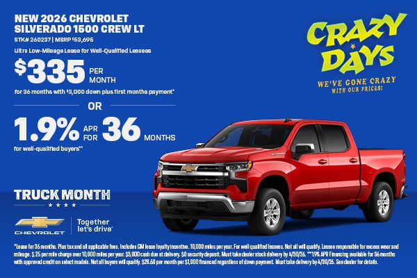 NEW 2026 CHEVROLET SILVERADO 1500 CREW LT